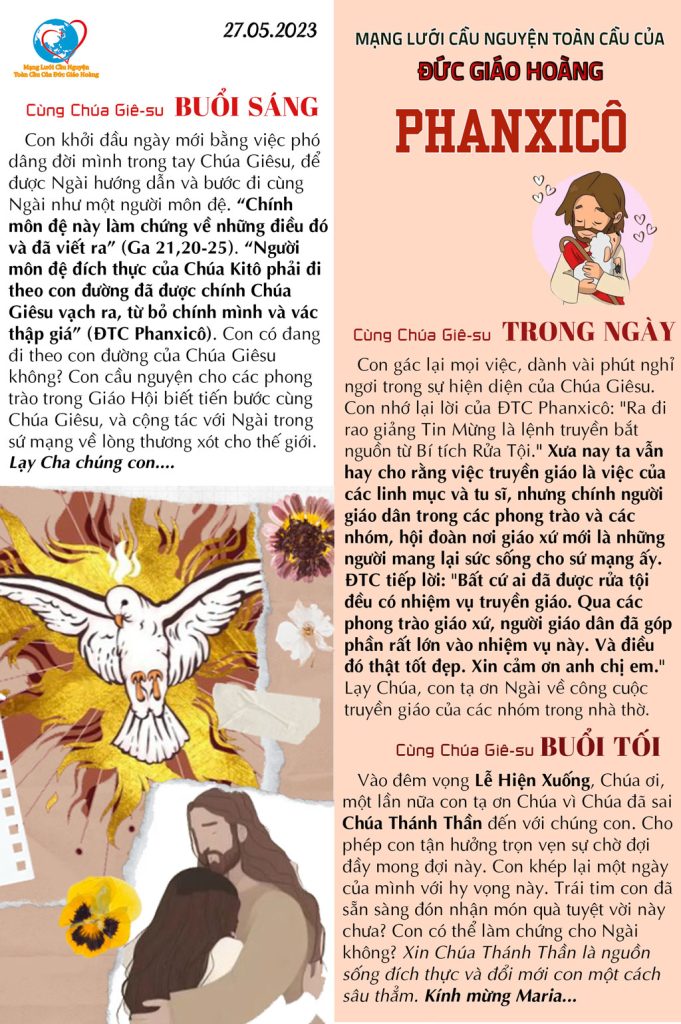 Mạng lưới cầu nguyện toàn cầu của Đức Thánh Cha – Ngày 27 tháng 5